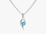 Single Stone Blue Topaz Pendant Necklace in 14k Solid Gold