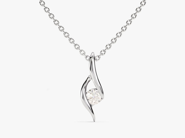 Single Stone Diamond Pendant Necklace in 14k Solid Gold