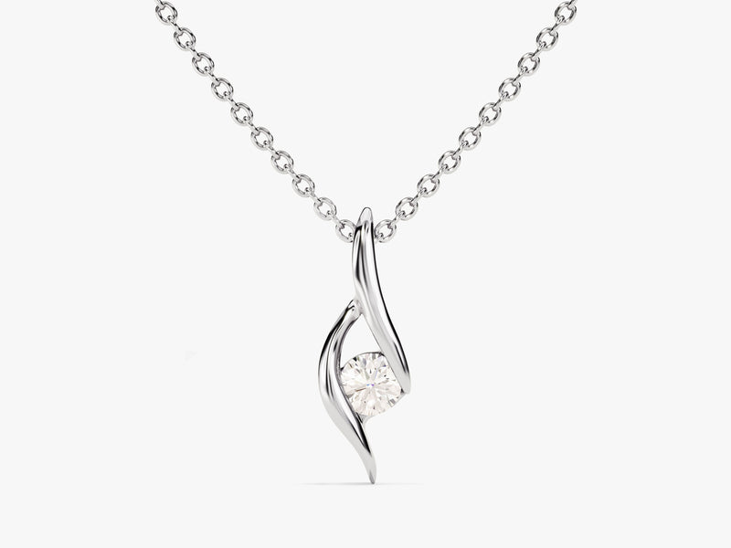 Single Stone Diamond Birthstone Pendant Necklace in 14k Solid Gold