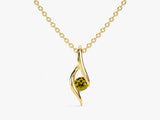 Single Stone Peridot Pendant Necklace in 14k Solid Gold