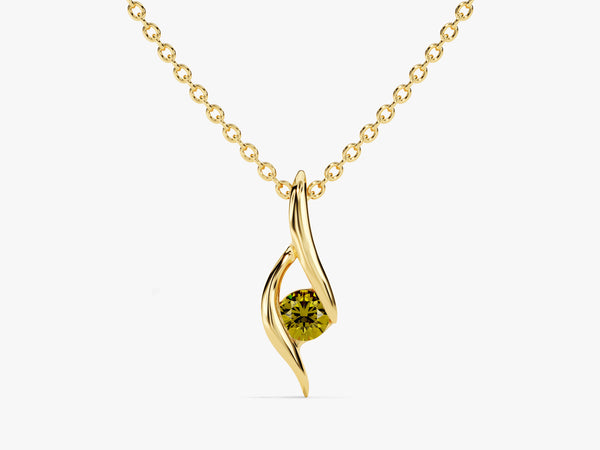 Single Stone Peridot Pendant Necklace in 14k Solid Gold
