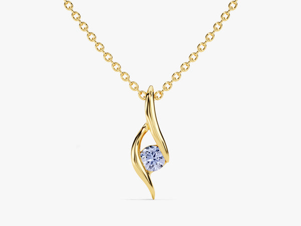 Single Stone Alexandrite Pendant Necklace in 14k Solid Gold