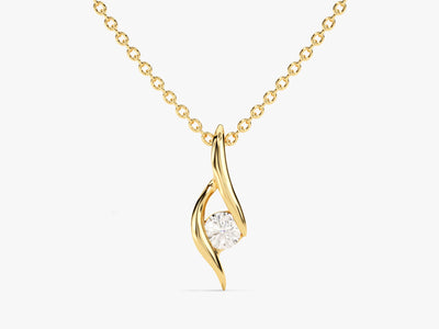 Solitaire Round Diamond Pendant Necklace