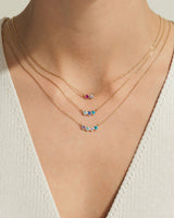 Bezel Set Round Birthstone Family Necklace