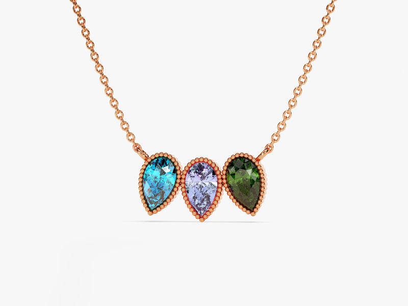 Bezel Pear Birthstone Necklace