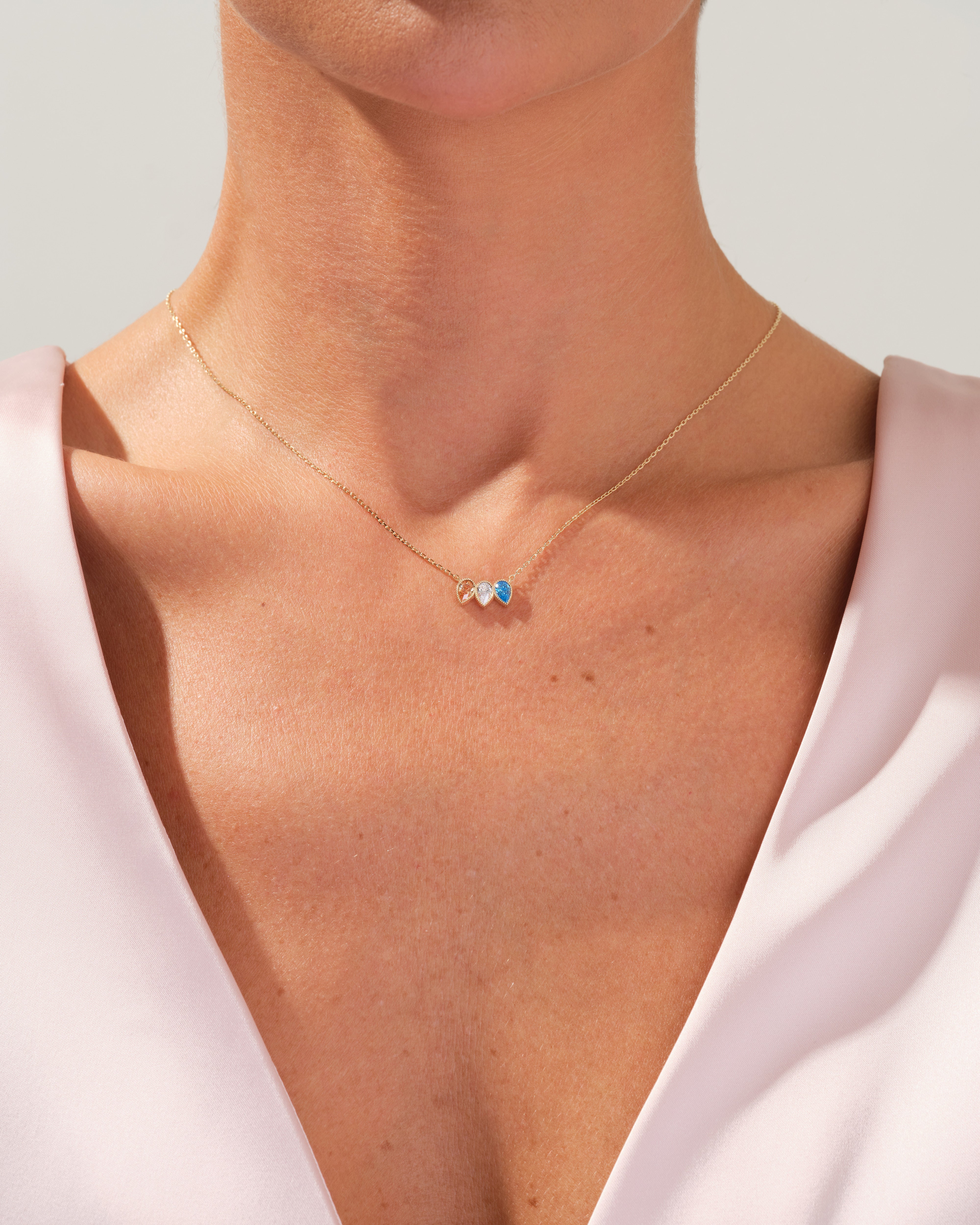 Bezel Pear Birthstone Necklace