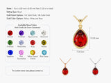 Garnet Bezel Set Pear Pendant Necklace in 14k Solid Gold