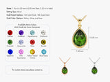 Emerald Bezel Set Pear Pendant Necklace in 14k Solid Gold