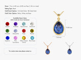 Sapphire Bezel Set Pear Pendant Necklace in 14k Solid Gold