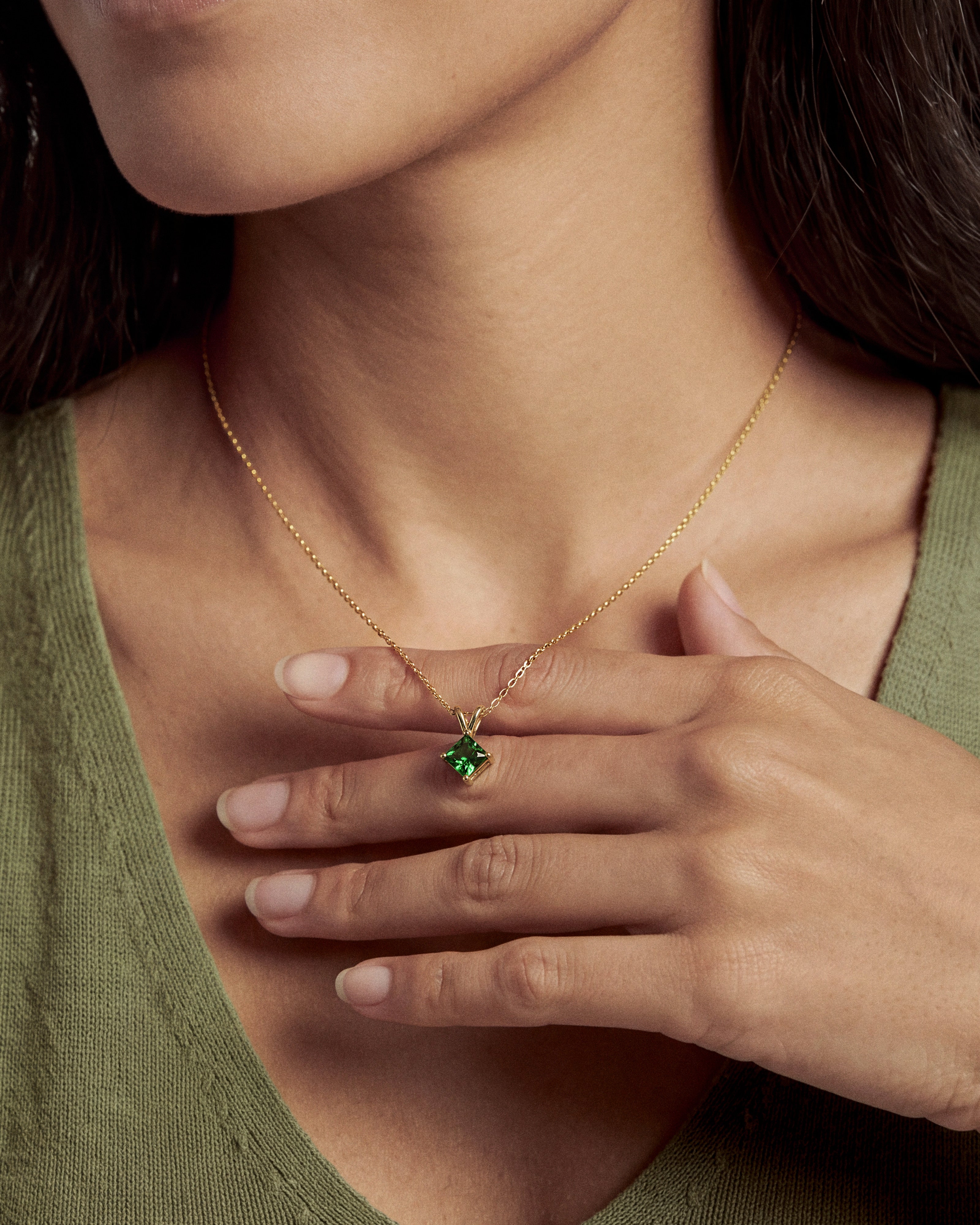 Double Bail Birthstone Solitaire Pendant Necklace