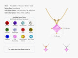 Double Bail Pink Tourmaline Solitaire Pendant Necklace in 14k Solid Gold