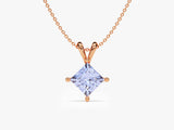 Double Bail Alexandrite Solitaire Pendant Necklace in 14k Solid Gold