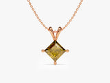 Double Bail Birthstone Solitaire Pendant Necklace