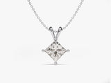 Double Bail Diamond Solitaire Pendant Necklace in 14k Solid Gold