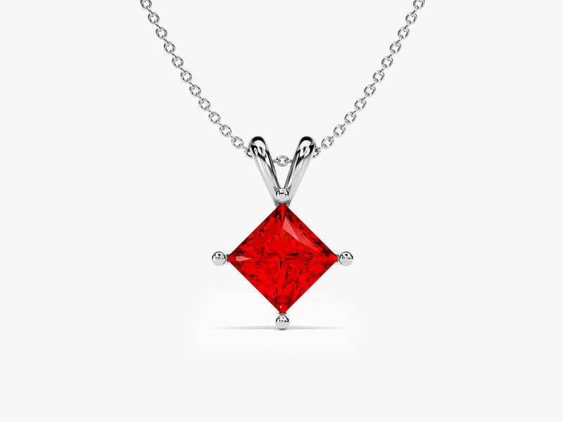 Double Bail Garnet Solitaire Pendant Necklace in 14k Solid Gold
