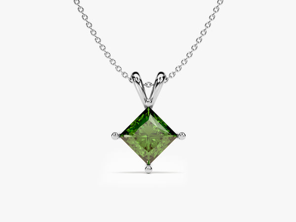 Double Bail Emerald Solitaire Pendant Necklace in 14k Solid Gold