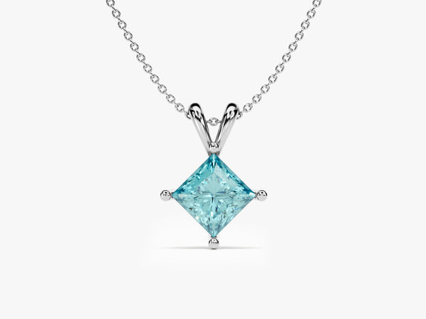 Double Bail Aquamarine Solitaire Pendant Necklace in 14k Solid Gold