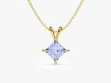 Double Bail Alexandrite Solitaire Pendant Necklace in 14k Solid Gold