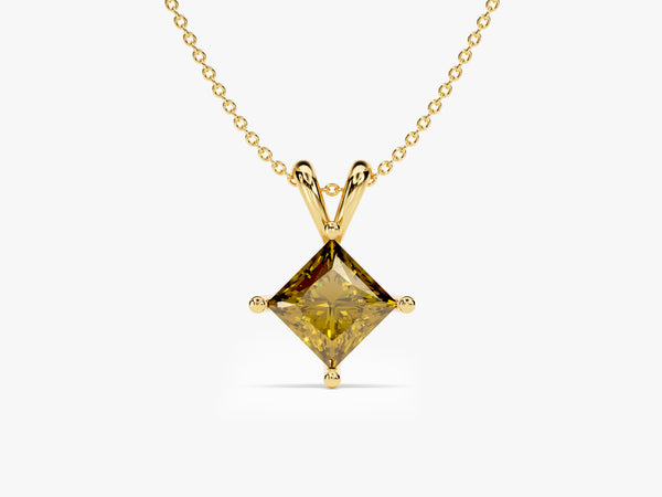 Double Bail Peridot Solitaire Pendant Necklace in 14k Solid Gold