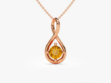 Infinity Solitaire Citrine Necklace in 14k Solid Gold