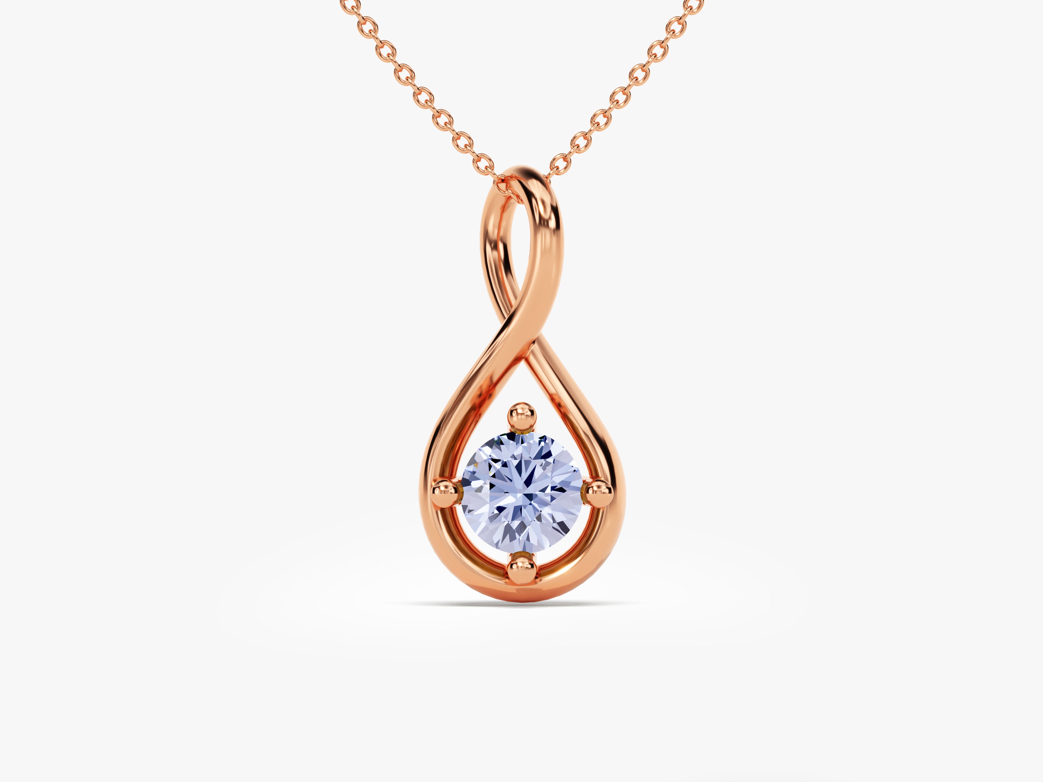 Infinity Solitaire Alexandrite Necklace in 14k Solid Gold