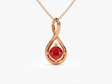 Infinity Solitaire Ruby Necklace in 14k Solid Gold