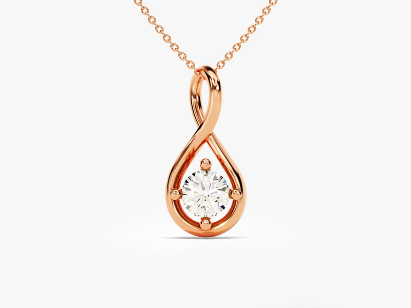 Infinity Solitaire Diamond Necklace in 14k Solid Gold