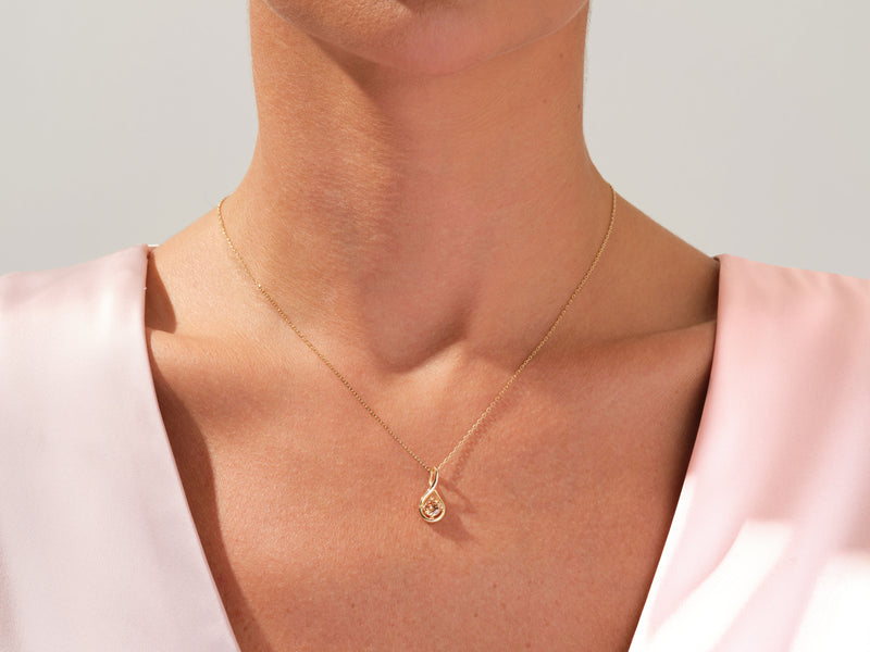 Infinity Solitaire Pink Tourmaline Necklace in 14k Solid Gold