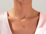 Infinity Solitaire Aquamarine Necklace in 14k Solid Gold