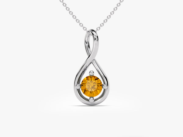 Infinity Solitaire Citrine Necklace in 14k Solid Gold