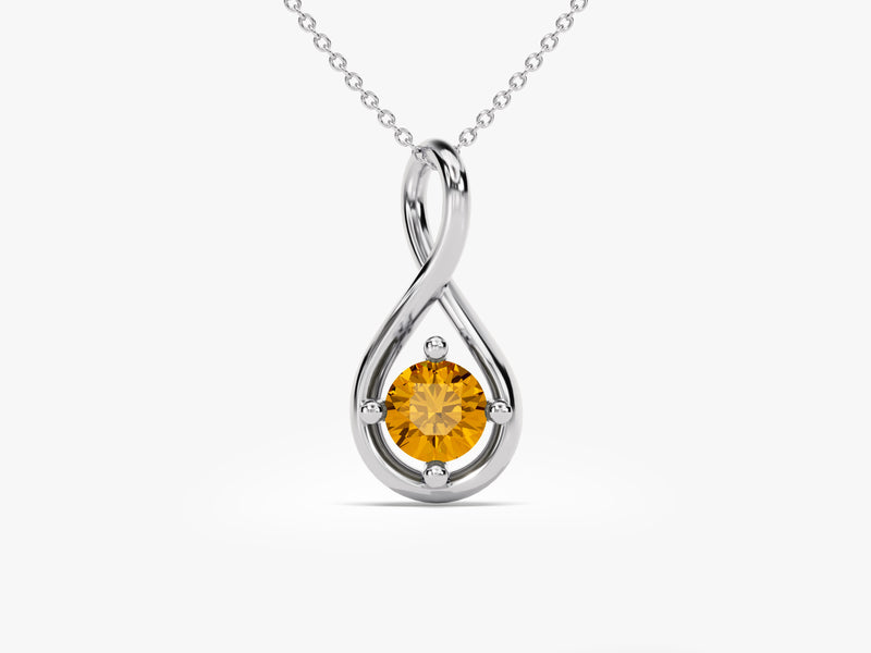 Infinity Solitaire Citrine Necklace in 14k Solid Gold