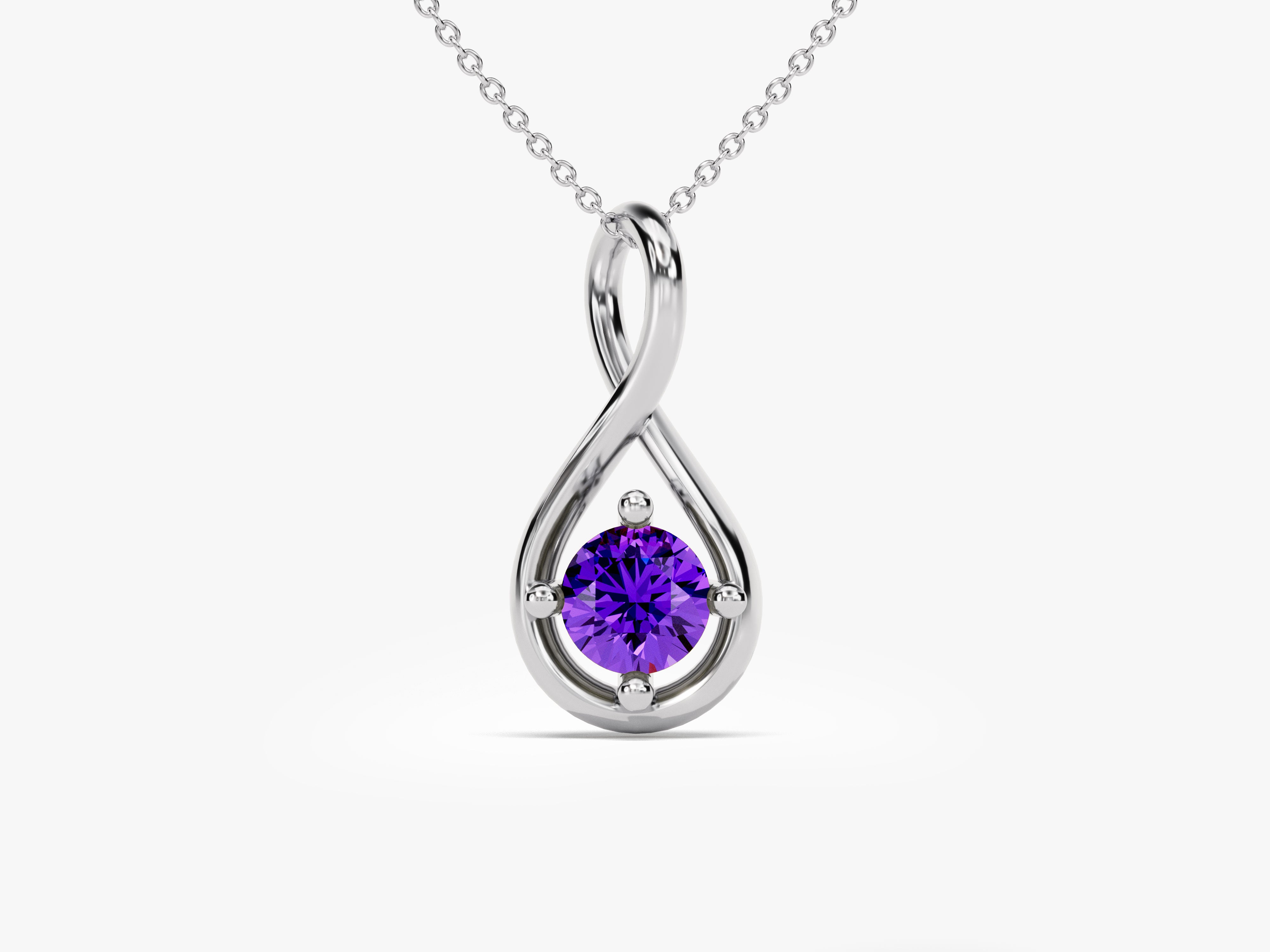 Infinity Solitaire Amethyst Necklace in 14k Solid Gold