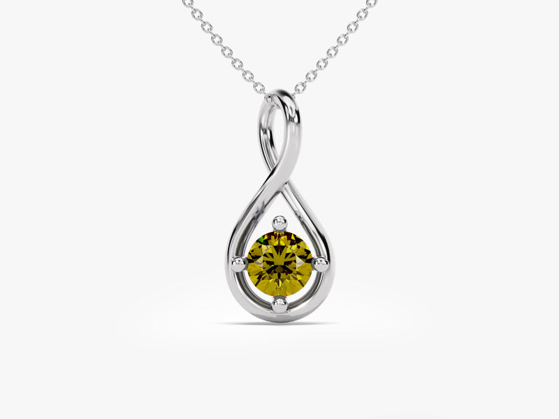 Infinity Solitaire Peridot Necklace in 14k Solid Gold