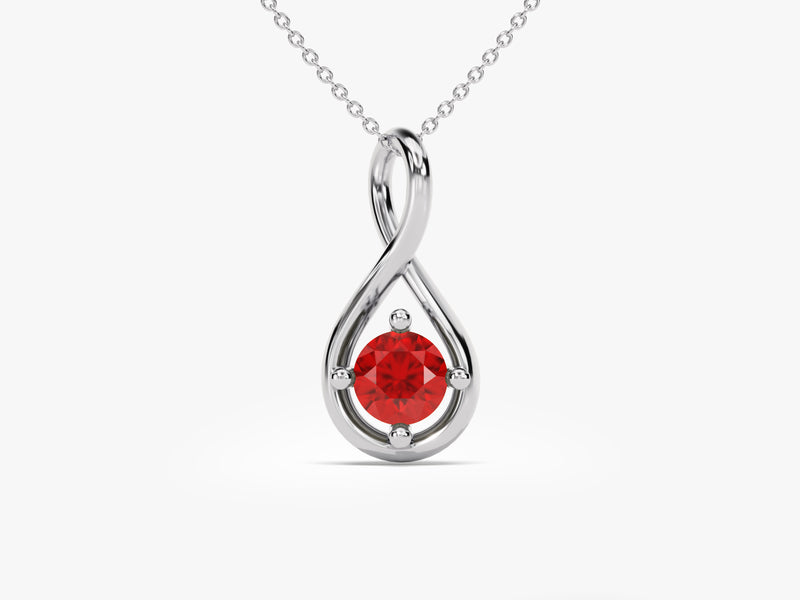 Infinity Solitaire Ruby Necklace in 14k Solid Gold