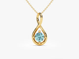 Infinity Solitaire Aquamarine Necklace in 14k Solid Gold