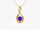 Infinity Solitaire Amethyst Necklace in 14k Solid Gold