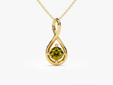 Infinity Solitaire Peridot Necklace in 14k Solid Gold