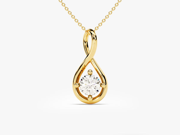 Infinity Solitaire Diamond Birthstone Necklace in 14k Solid Gold