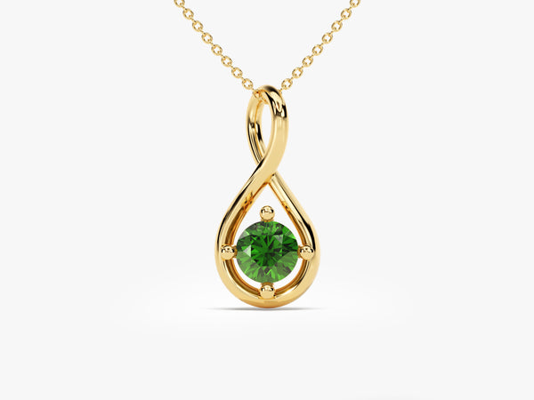 Infinity Solitaire Emerald Necklace in 14k Solid Gold