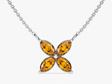 Marquise Cut Birthstone Clover Charm Necklace