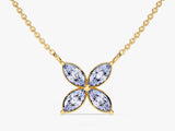 Marquise Cut Birthstone Clover Charm Necklace