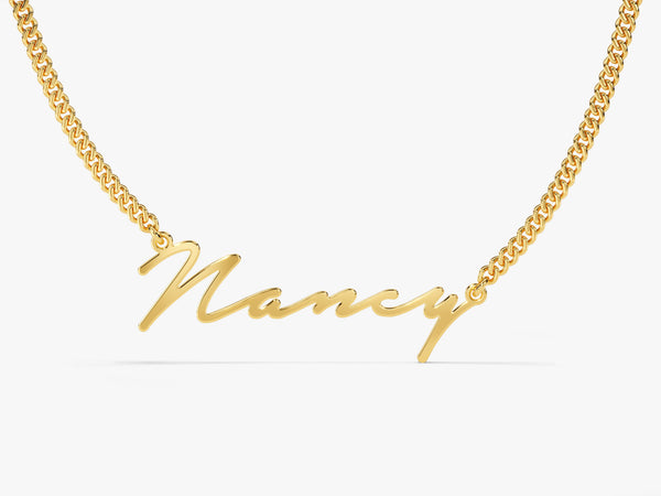 Cuban Chain Cursive Name Necklace