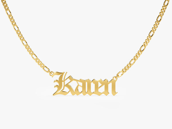 Figaro Old English Font Name Necklace