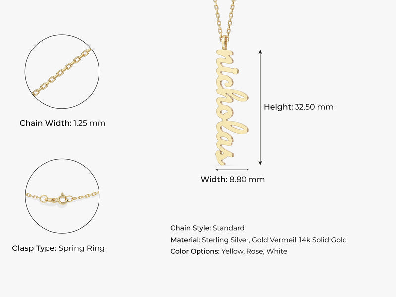 Cursive Vertical Name Necklace