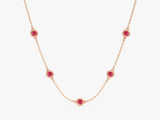 Bezel Set Ruby Station Necklace in 14k Solid Gold