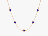 Bezel Set Sapphire Station Necklace in 14k Solid Gold