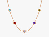 Bezel Set Birthstone Station Necklace