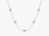 Bezel Set Aquamarine Station Necklace in 14k Solid Gold
