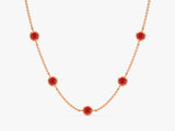 Bezel Set Ruby Station Necklace in 14k Solid Gold