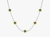 Bezel Set Peridot Station Necklace in 14k Solid Gold